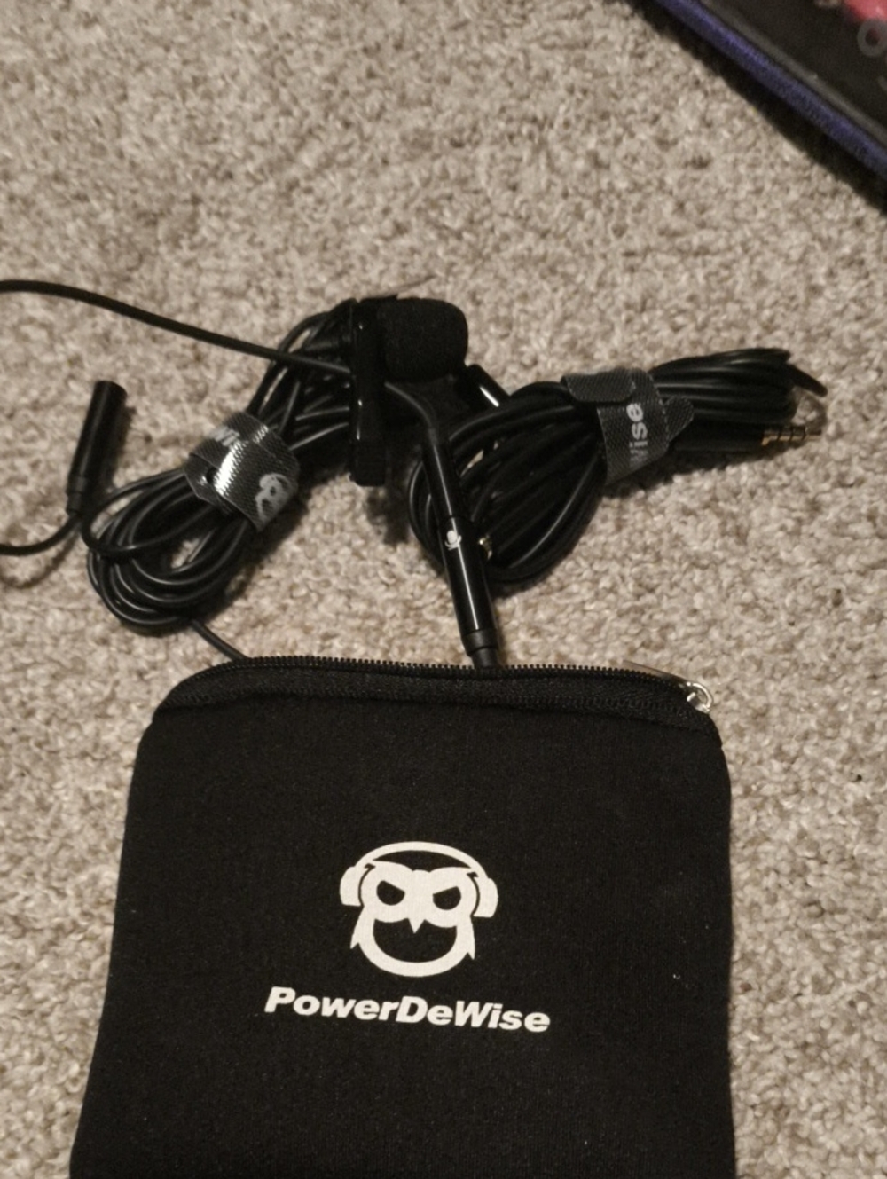 Black Lavalier Microphone with Carry Pouch